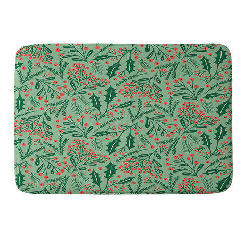 Carrie Cantwell Winter Holiday Floral Memory Foam Bath Mat