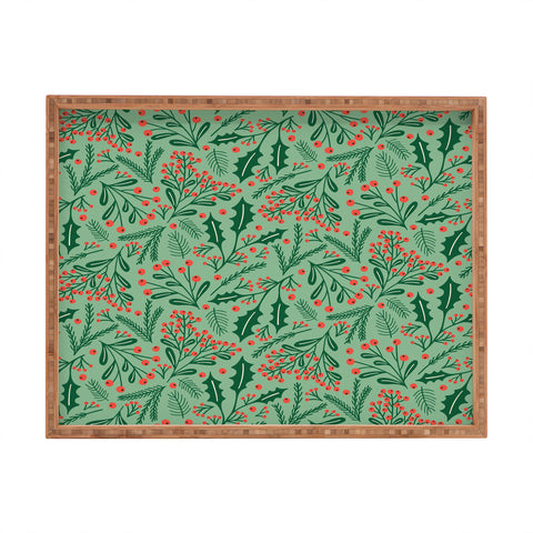 Carrie Cantwell Winter Holiday Floral Rectangular Tray