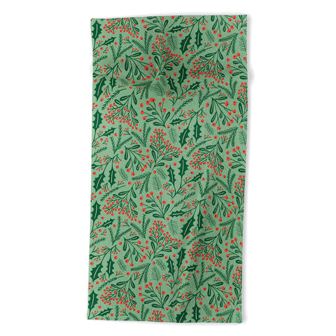 Carrie Cantwell Winter Holiday Floral Beach Towel