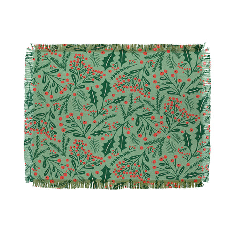 Carrie Cantwell Winter Holiday Floral Throw Blanket