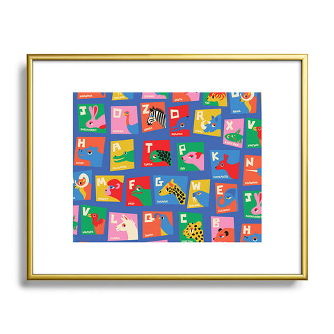 carriecantwell Animal Alphabet Blue Metal Framed Art Print
