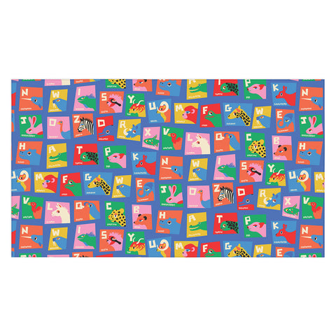 carriecantwell Animal Alphabet Blue Tablecloth