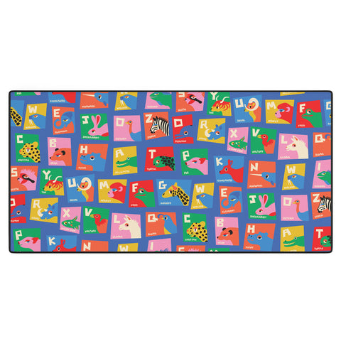 carriecantwell Animal Alphabet Blue Desk Mat