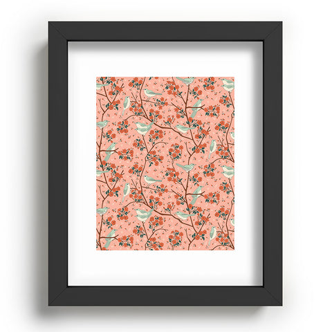 carriecantwell Birds Cherry Blossom Trees Recessed Framing Rectangle