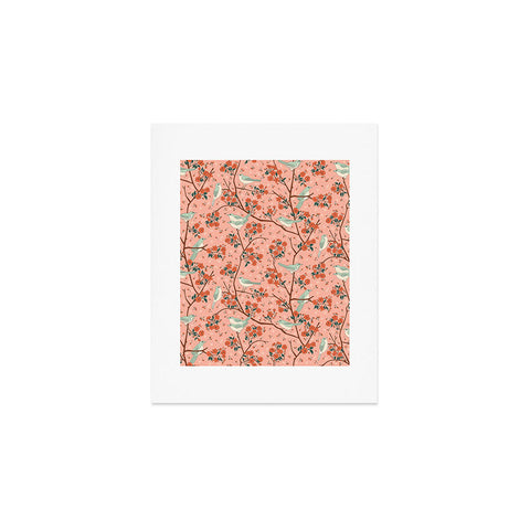 carriecantwell Birds Cherry Blossom Trees Art Print