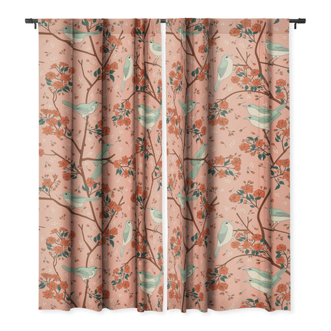 carriecantwell Birds Cherry Blossom Trees Blackout Non Repeat