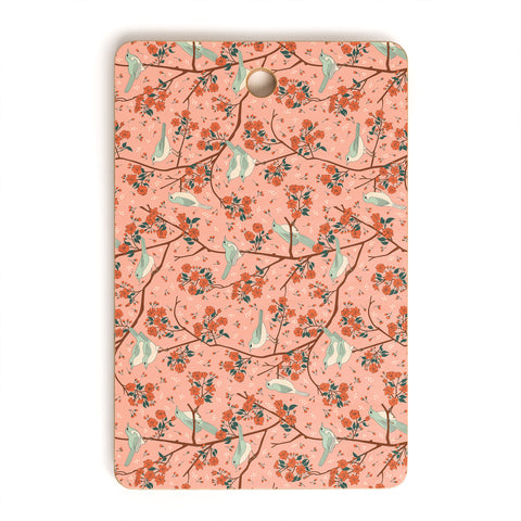 carriecantwell Birds Cherry Blossom Trees Cutting Board Rectangle