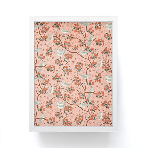 carriecantwell Birds Cherry Blossom Trees Framed Mini Art Print