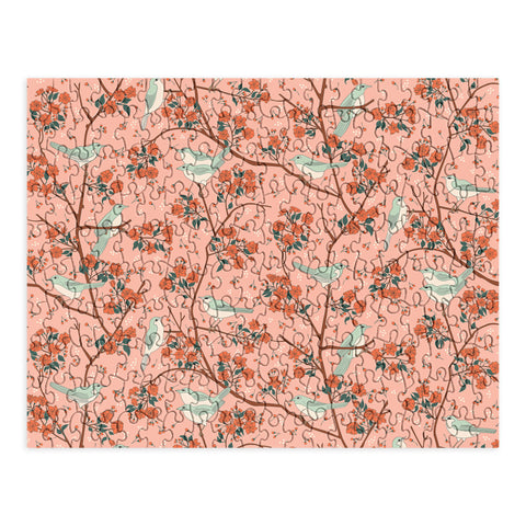carriecantwell Birds Cherry Blossom Trees Puzzle