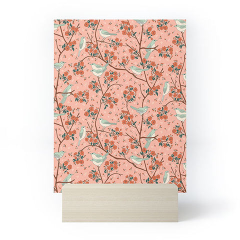 carriecantwell Birds Cherry Blossom Trees Mini Art Print