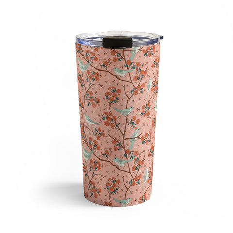 carriecantwell Birds Cherry Blossom Trees Travel Mug