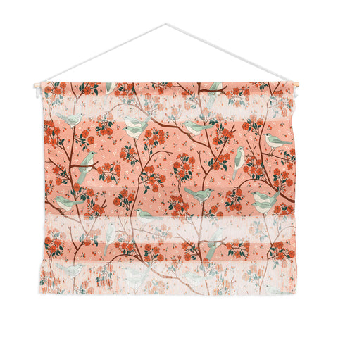 carriecantwell Birds Cherry Blossom Trees Wall Hanging Landscape