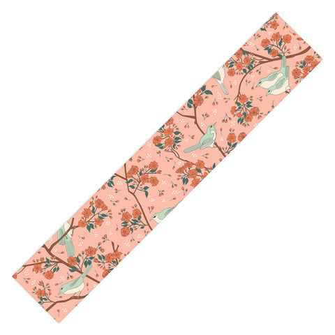 carriecantwell Birds Cherry Blossom Trees Table Runner
