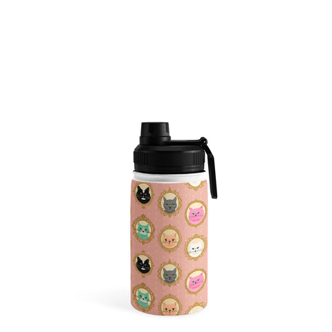 carriecantwell Cat Cameos Cute Kitty Portraits Water Bottle