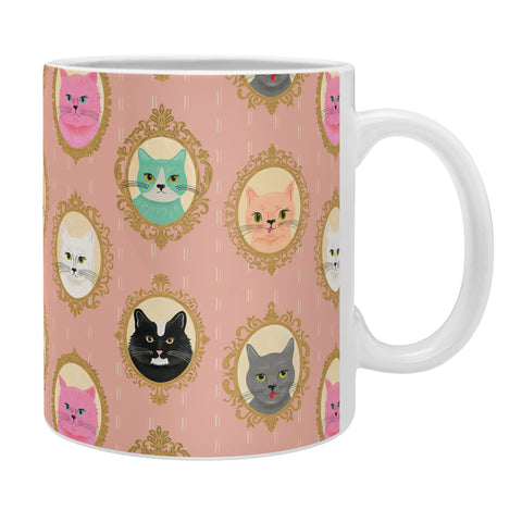 carriecantwell Cat Cameos Cute Kitty Portraits Coffee Mug