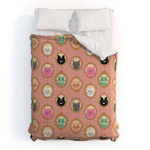 carriecantwell Cat Cameos Cute Kitty Portraits Comforter