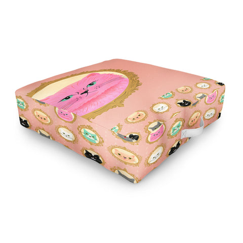 carriecantwell Cat Cameos Cute Kitty Portraits Outdoor Floor Cushion