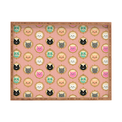 carriecantwell Cat Cameos Cute Kitty Portraits Rectangular Tray