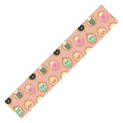 carriecantwell Cat Cameos Cute Kitty Portraits Table Runner