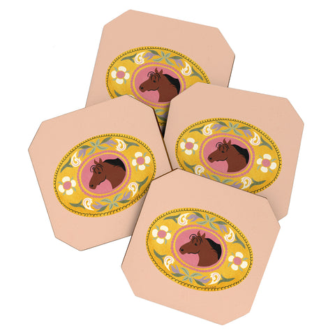 carriecantwell Cowgirl Belt Buckle Coaster Set