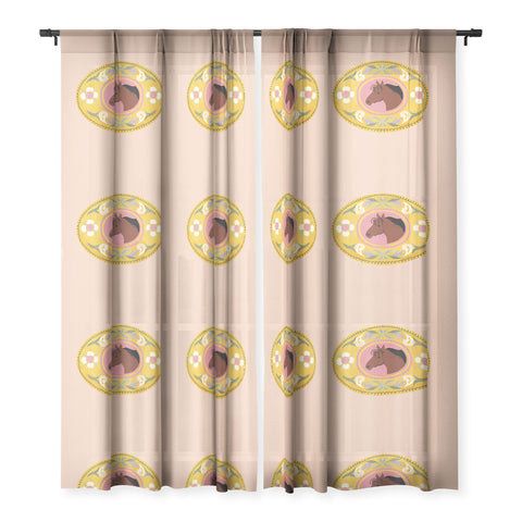 carriecantwell Cowgirl Belt Buckle Sheer Window Curtain