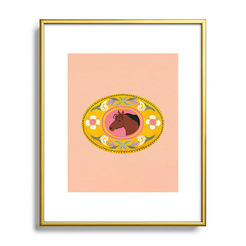 carriecantwell Cowgirl Belt Buckle Metal Framed Art Print