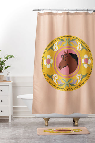 carriecantwell Cowgirl Belt Buckle Shower Curtain And Mat