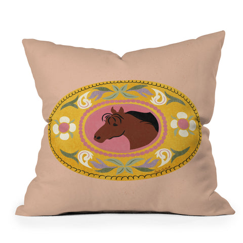 carriecantwell Cowgirl Belt Buckle Outdoor Throw Pillow