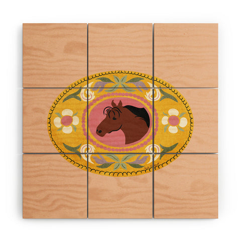 carriecantwell Cowgirl Belt Buckle Wood Wall Mural