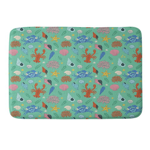 carriecantwell Crustaceans Seashells Memory Foam Bath Mat