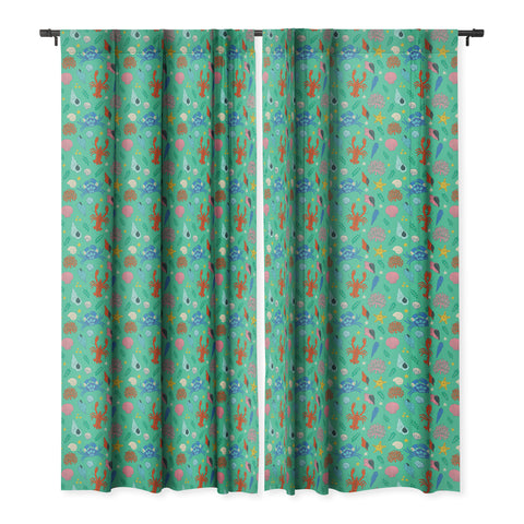 carriecantwell Crustaceans Seashells Blackout Window Curtain