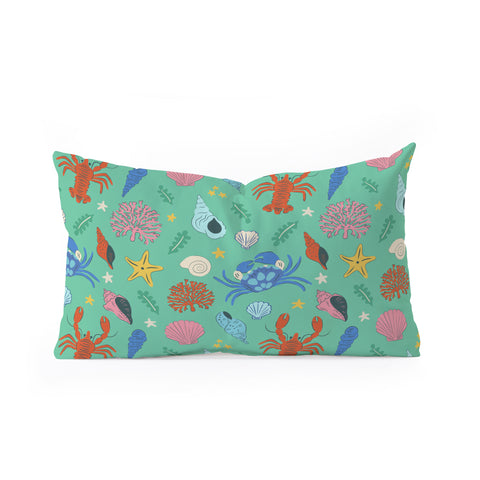 carriecantwell Crustaceans Seashells Oblong Throw Pillow