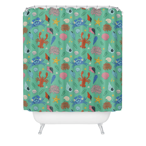 carriecantwell Crustaceans Seashells Shower Curtain