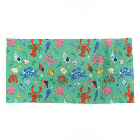 carriecantwell Crustaceans Seashells Beach Towel