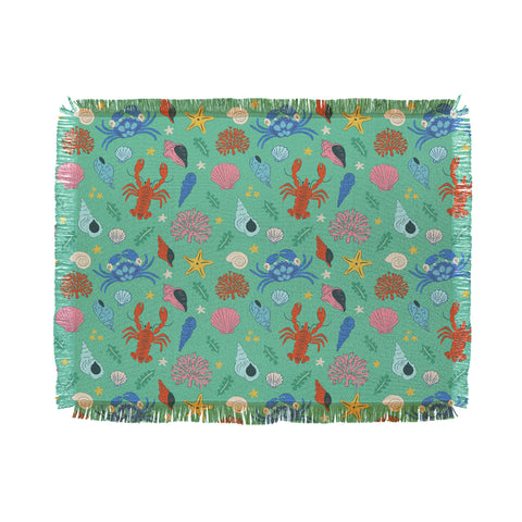 carriecantwell Crustaceans Seashells Throw Blanket