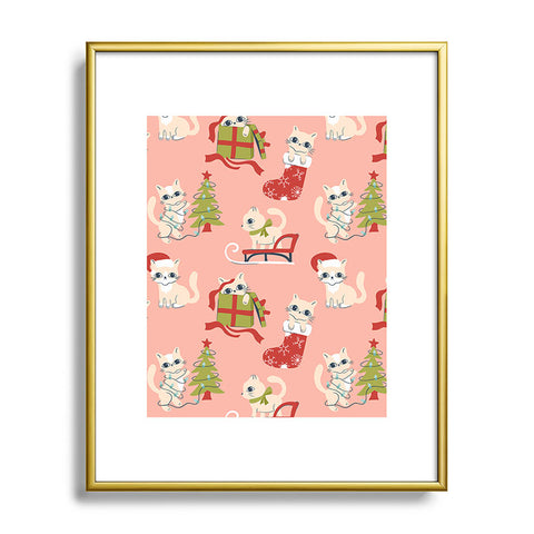 carriecantwell Cute Christmas Cats Metal Framed Art Print