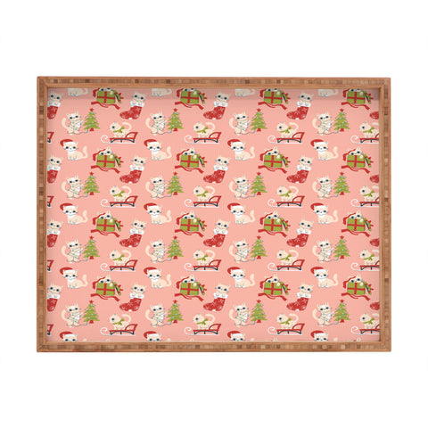carriecantwell Cute Christmas Cats Rectangular Tray