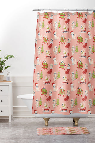 carriecantwell Cute Christmas Cats Shower Curtain And Mat