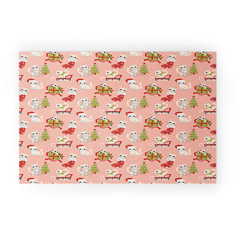 carriecantwell Cute Christmas Cats Welcome Mat