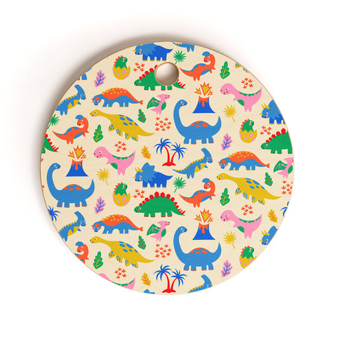 carriecantwell Dinomite Dinosaurs Cutting Board Round