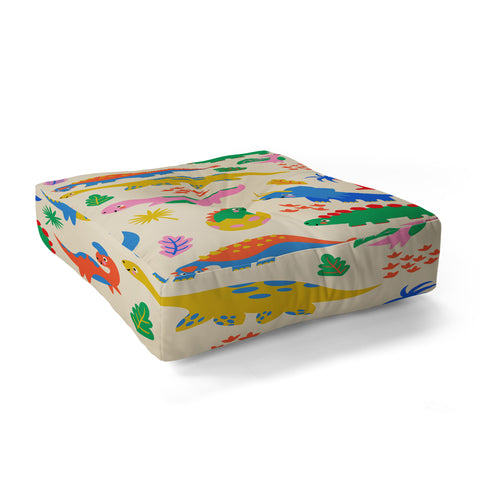 carriecantwell Dinomite Dinosaurs Floor Pillow Square