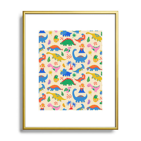 carriecantwell Dinomite Dinosaurs Metal Framed Art Print