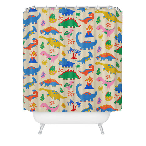 carriecantwell Dinomite Dinosaurs Shower Curtain