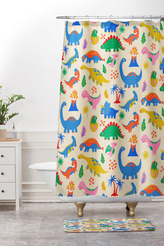 carriecantwell Dinomite Dinosaurs Shower Curtain And Mat