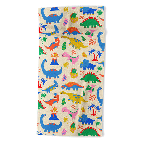 carriecantwell Dinomite Dinosaurs Beach Towel