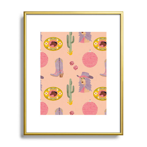 carriecantwell Disco Cowgirl Metal Framed Art Print