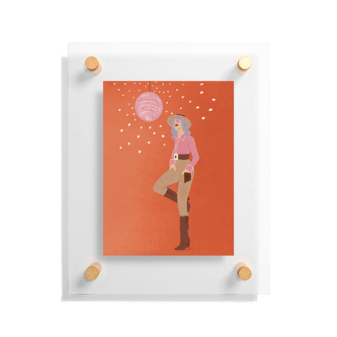 carriecantwell Disco Cowgirl Orange Floating Acrylic Print