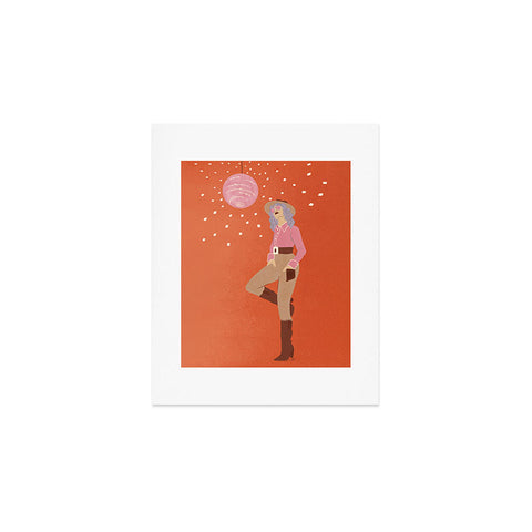 carriecantwell Disco Cowgirl Orange Art Print