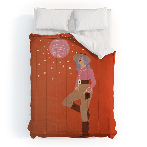 carriecantwell Disco Cowgirl Orange Comforter