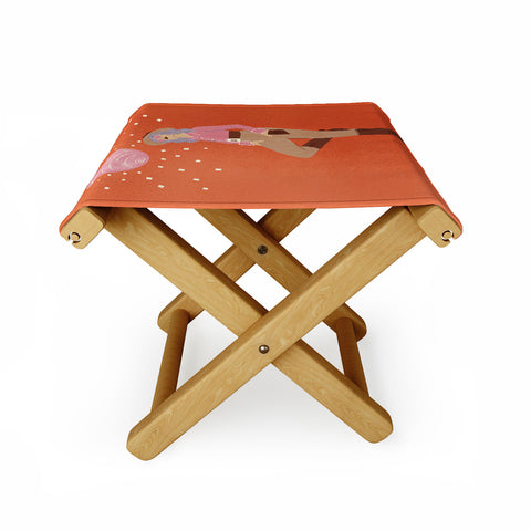 carriecantwell Disco Cowgirl Orange Folding Stool